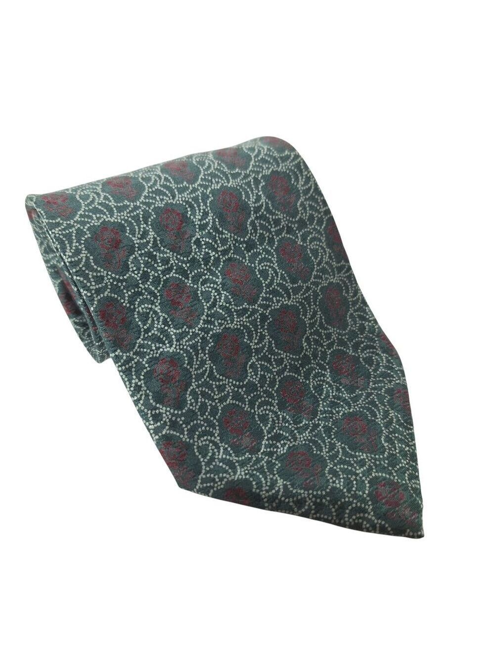 Valentino Cravatte Silk Tie Green Red Floral Italy